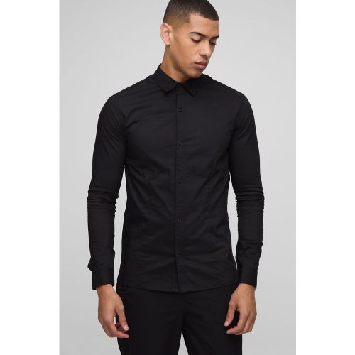 Camisa Básica Elástica De Manga Larga Con Cuello - boohoo - Modalova