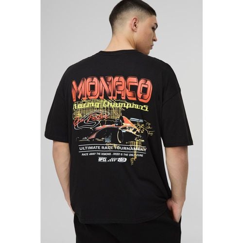 T-shirt oversize con grafica Monaco di moto - boohoo - Modalova