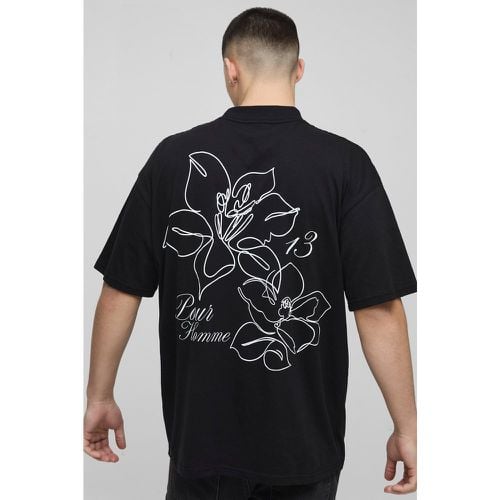 Camiseta Oversize Con Cuello Extendido Y Estampado De Flores Dibujadas - boohoo - Modalova