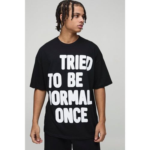 Camiseta Oversize Con Estampado Gráfico Desteñido De Tried To Be Normal Once - boohoo - Modalova