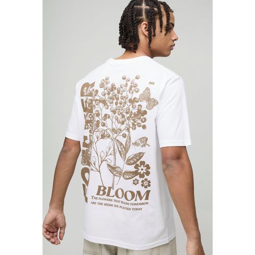 T-shirt con grafica a fiori, Bianco - boohoo - Modalova