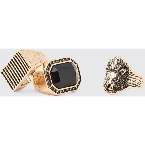 Anello in oro con leone, Metallics - boohoo - Modalova