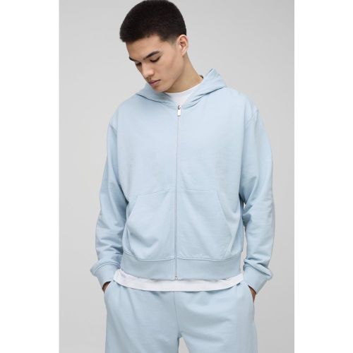 Felpa Squadrata Oversize Basic Con Zip E Cappuccio - boohoo - Modalova