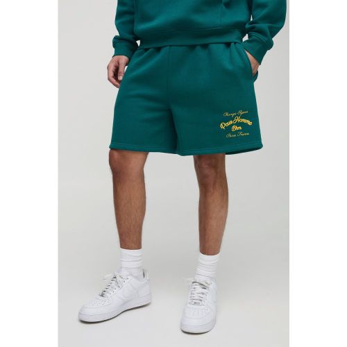 Pantalón Corto Oversize De Tela Jersey Con Bordado - boohoo - Modalova