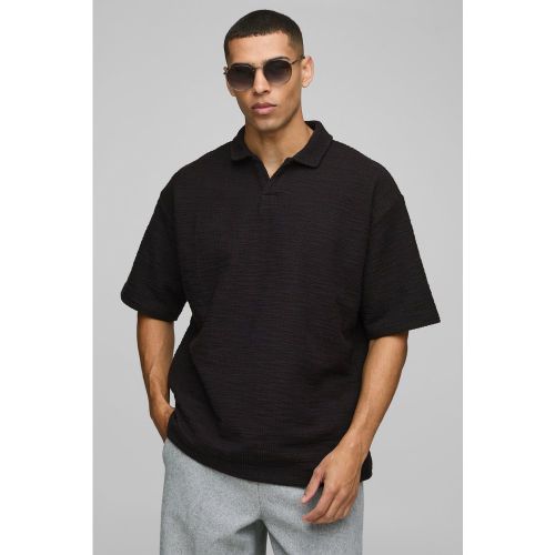Polo oversize pesante a maniche corte con trama e rever - boohoo - Modalova