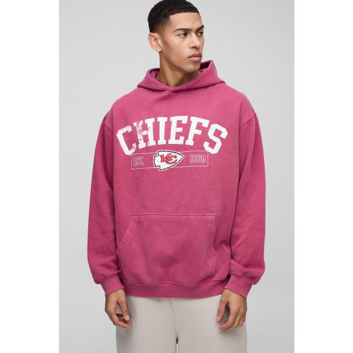 Sudadera Oversize Recta Con Capucha Y Lavado A La Piedra Con Estampado De Los Nfl Chiefs - boohoo - Modalova