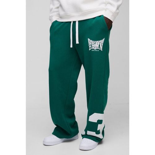 Pantalón Deportivo De Pernera Ancha Y Malla Con Aplique Universitario - boohoo - Modalova