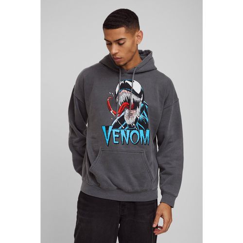 Sudadera Oversize Con Capucha Y Lavado A La Piedra Con Estampado De Marvel Venom - boohoo - Modalova