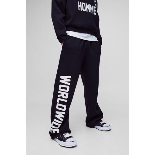 Pantalón Deportivo De Pernera Ancha Con Estampado Worldwide - boohoo - Modalova