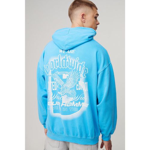 Sudadera Con Capucha Oversize Worldwide Desteñida Con Estampado Gráfico De Águila - boohoo - Modalova