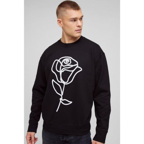 Sudadera Oversize Con Estampado De Flores En Relieve - boohoo - Modalova