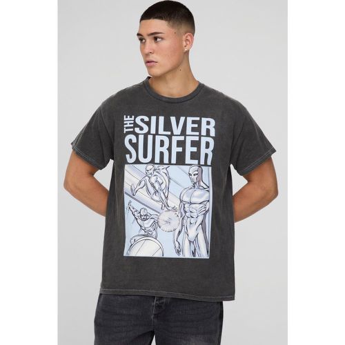 Camiseta Oversize Con Lavado A La Piedra Y Estampado De Cómic Silver Surfer - boohoo - Modalova