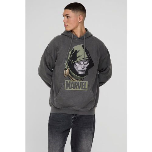 Felpa oversize in lavaggio slavato con stampa ufficiale Marvel Dr Doom - boohoo - Modalova