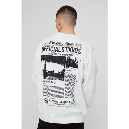 Sudadera Oversize Con Estampado Gráfico De Periódico Official Studios - boohoo - Modalova