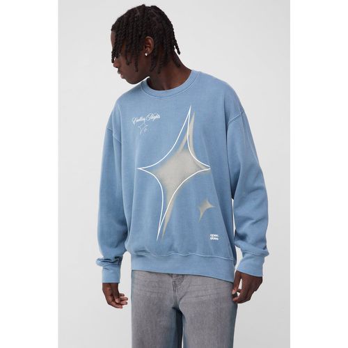 Sudadera Oversize Con Lavado A La Piedra Y Estampado Gráfico De Estrellas Endless Nights - boohoo - Modalova