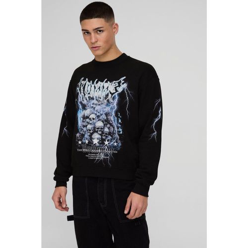 Felpa oversize Homme con grafica di stelle gotiche e cuciture - boohoo - Modalova