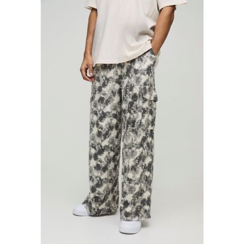 Pantalón Cargo Holgado Texturizado Con Estampado Abstracto - boohoo - Modalova