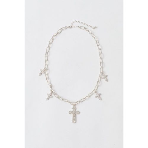 Collana a croce incrociata, Grigio - boohoo - Modalova