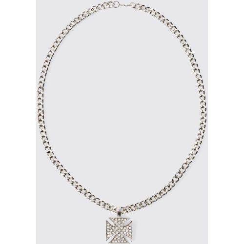 Collana in argento con croce piatta - boohoo - Modalova