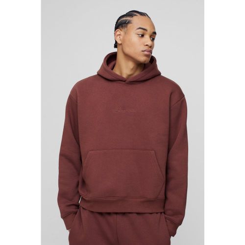 Sudadera Oversize Recta Con Capucha Y Firma Bm De 330G/M² - boohoo - Modalova