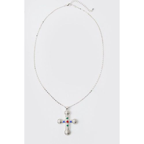 Collana in argento con pendente a croce - boohoo - Modalova