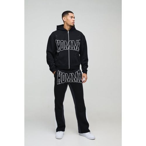 Chándal Oversize D Recto Homme Con Salpicaduras De Pintura Y Cremallera - boohoo - Modalova