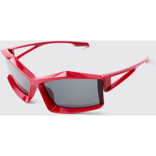 Gafas De Sol Gruesas Estilo Carreras Rojas - boohoo - Modalova