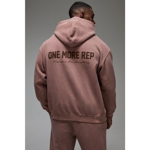 Sudadera Man Active Oversize Desteñida Con Capucha Y Estampado One More Rep - boohoo - Modalova