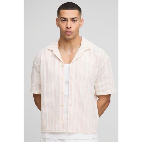 Camisa Oversize Recta Texturizada De Tela Jersey Con Rayas - boohoo - Modalova