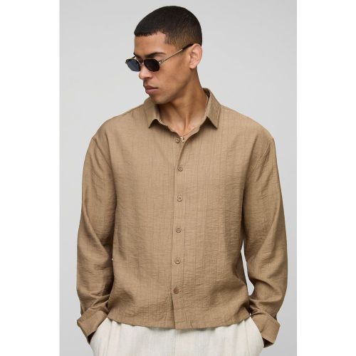 Camisa Oversize Recta De Manga Larga Fruncida - boohoo - Modalova