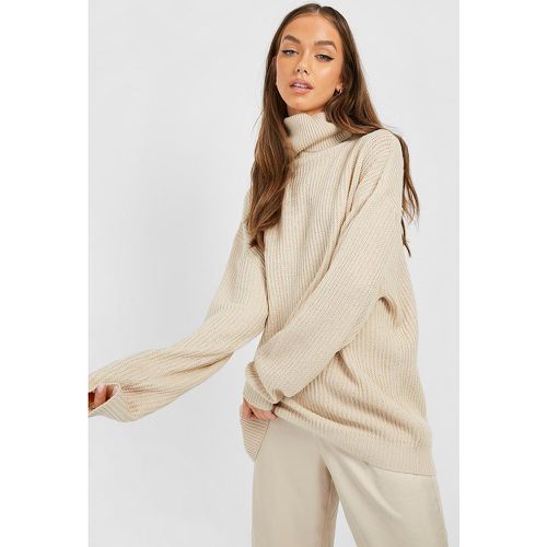 Jersey Oversize De Punto Canalé Con Cuello Vuelto - boohoo - Modalova