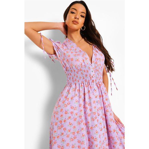 Vestito maxi increspato in vita con stampa a fiori piccoli - boohoo - Modalova