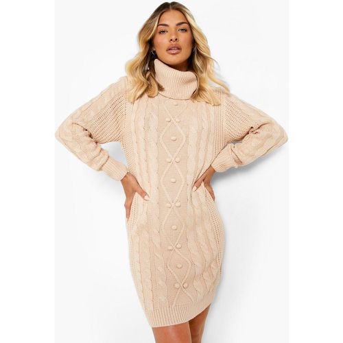 Vestido Jersey De Punto En Ochos Con Cuello Vuelto - boohoo - Modalova