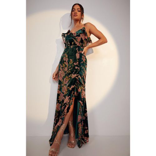 Vestido Maxi De Tirantes Con Volante Y Estampado De Flores - boohoo - Modalova