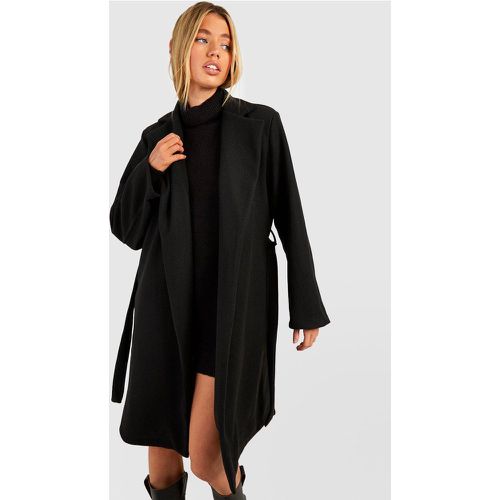 Cappotto effetto lana con cintura - boohoo - Modalova