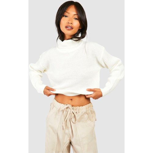 Jersey Crop De Cuello Vuelto Y Punto Inglés - boohoo - Modalova