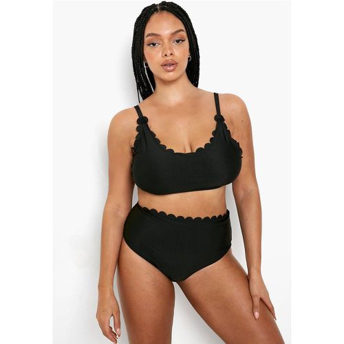 Crop top bikini Plus Size Mix & Match con dettagli smerlati - boohoo - Modalova