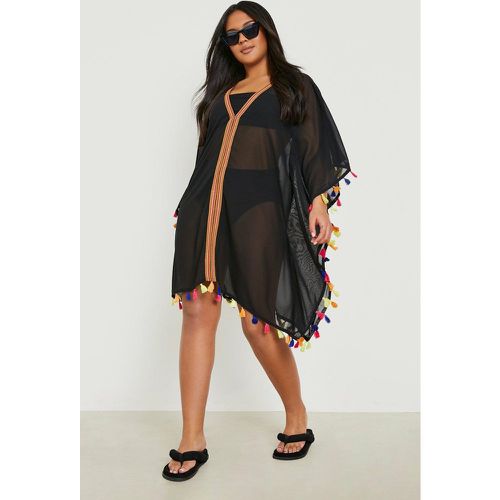 Chal Plus Para La Playa Estilo Kimono Con Pompones - boohoo - Modalova