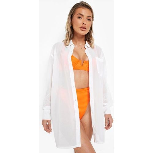 Camicia da mare in chiffon, Bianco - boohoo - Modalova