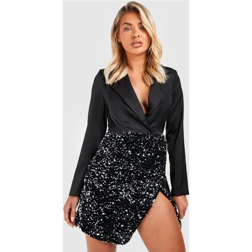 Vestito Blazer da party in velluto con paillettes a contrasto - boohoo - Modalova