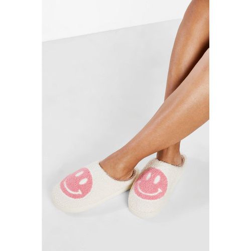 Zapatillas Para Estar En Casa De Borreguito Con Cara Sonriendo - boohoo - Modalova