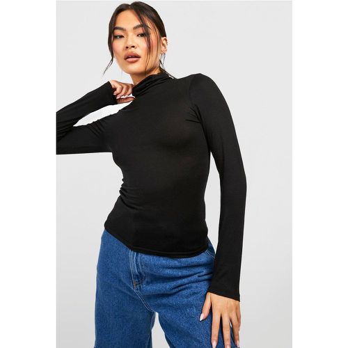 Top De Manga Larga Y Tela Jersey Con Cuello Alto - boohoo - Modalova