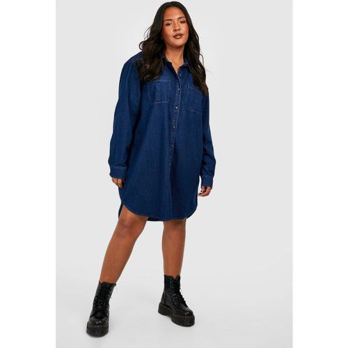 Vestido Camisero Plus Vaquero Con Bolsillos - boohoo - Modalova