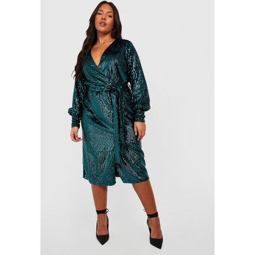 Vestito scaldacuore midi Plus Size con paillettes effetto opaco - boohoo - Modalova