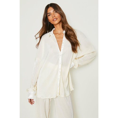 Camisa Oversize Plisada Premium - boohoo - Modalova