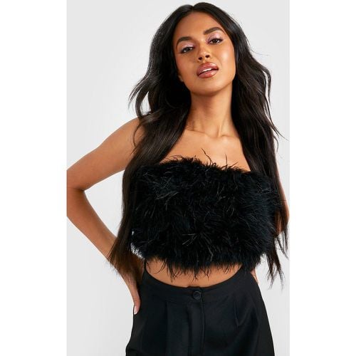 Top Crop Palabra De Honor Con Plumas - boohoo - Modalova