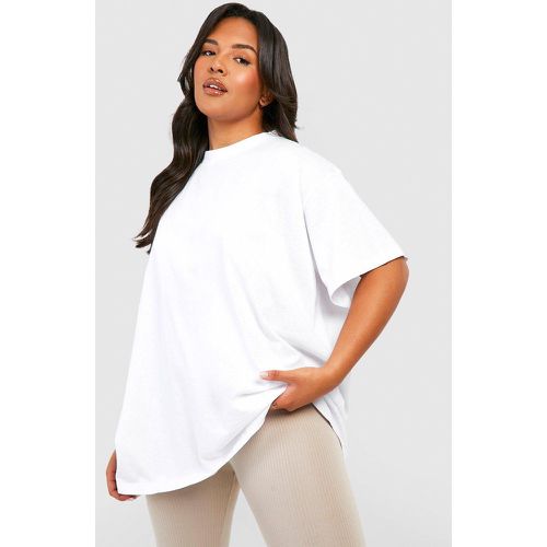 Camiseta Plus De Algodón Básica Súper Oversize Con Cuello De Caja - boohoo - Modalova