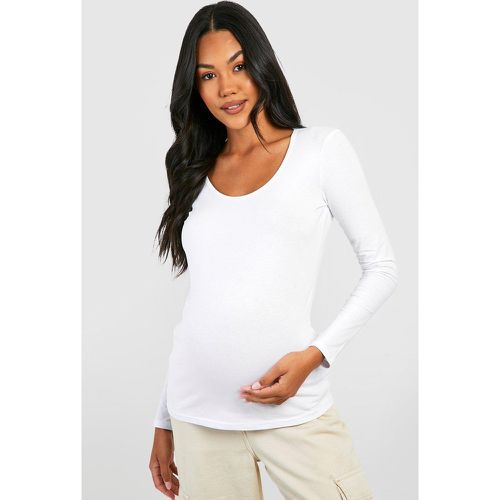 Top Premaman Basic a maniche lunghe con scollo rotondo - boohoo - Modalova