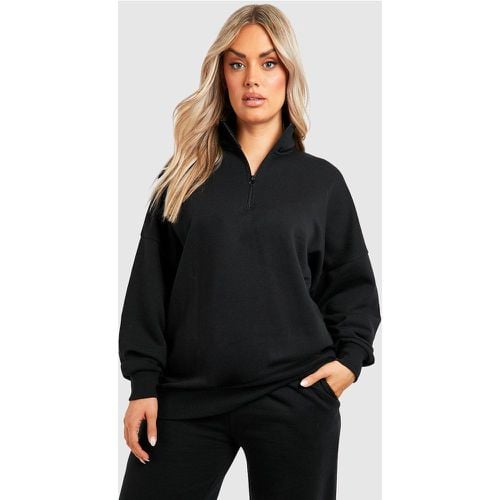 Felpa Plus Size oversize con zip corta - boohoo - Modalova