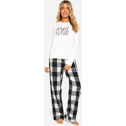 Pijama Navideño Con Pantalón De Cuadros Y Camiseta De Manga Larga Con Estampado Santa Baby - boohoo - Modalova